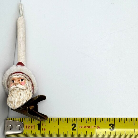 Vintage Santa Claus Faux Candle Holder Clip-On Ornament 3.75" x 1" - Picture 3 of 7